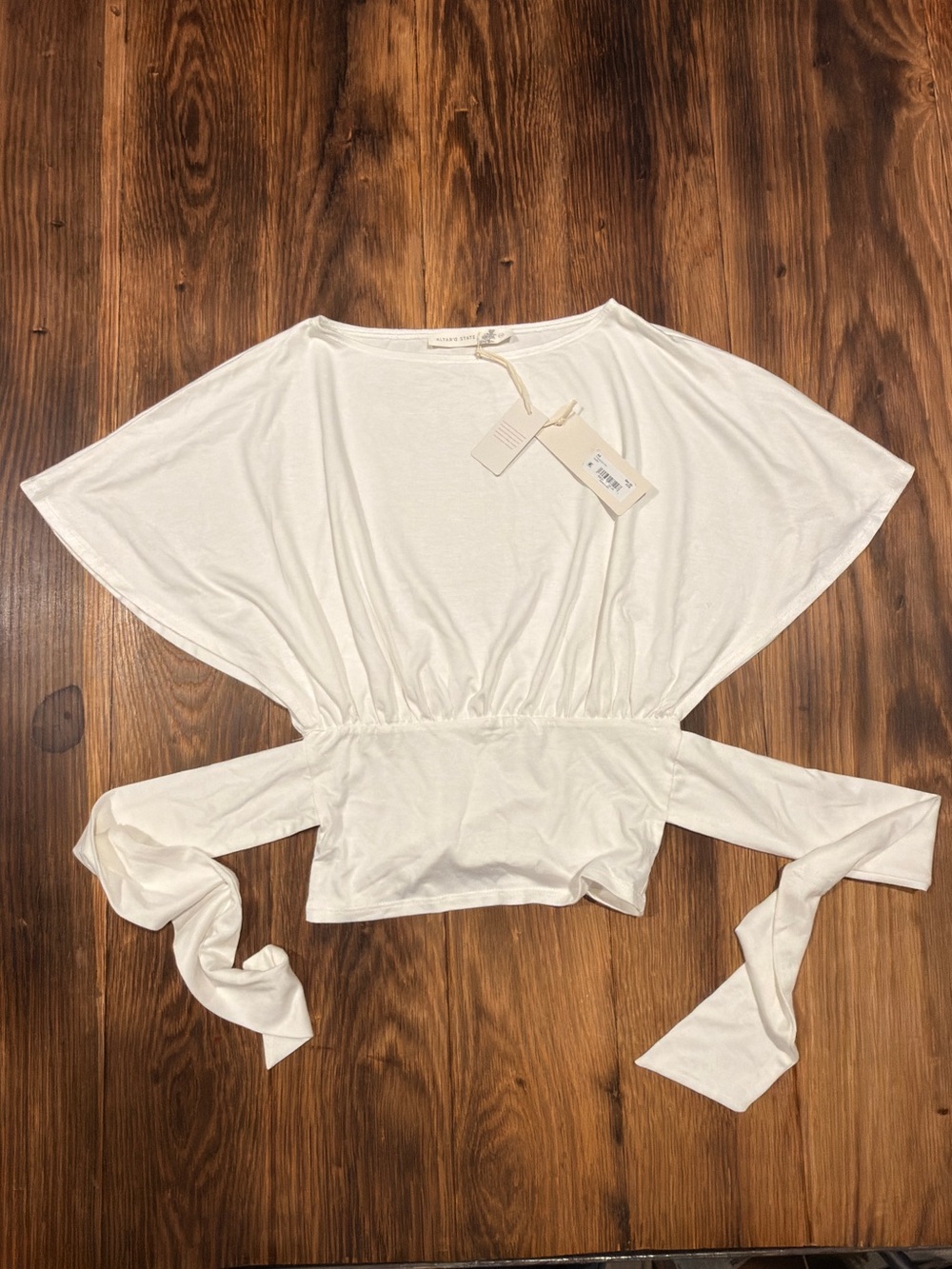 Altar'd State White Tie-Back Cropped Blouse